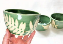 Load image into Gallery viewer, pottery oatmeal bowl - FREE SHIPPING - handmade ceramic green fern bowl
