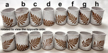 Load image into Gallery viewer, pottery shot glass - FREE SHIPPING - speckled white with ferns
