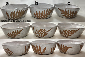 pottery soup bowl - FREE SHIPPING - ferns with white speckle