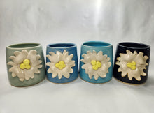 Load image into Gallery viewer, small pottery cup - FREE SHIPPING - wheel thrown with sculpted flower
